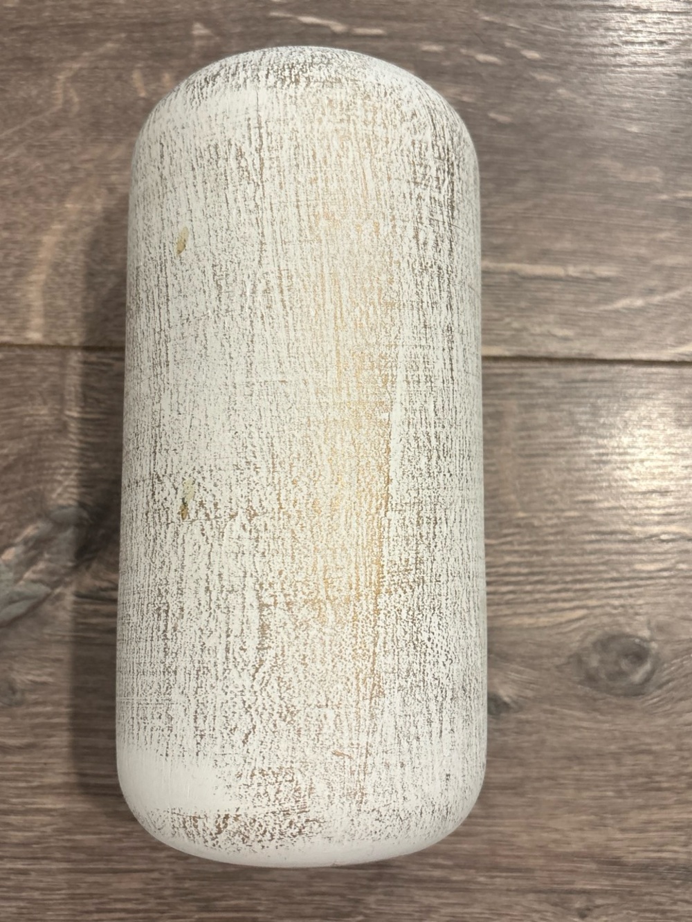 White Rustic Decorative Wooden Pillar Vase - Home Accents